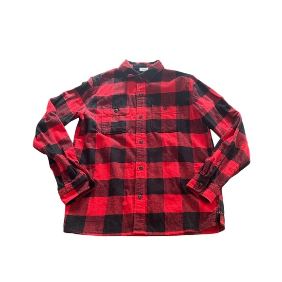 Gap Kids Red Black Buffalo Plaid Flannel Shirt Long Sleeve Cotton Sz XXL Holiday - Picture 2 of 5